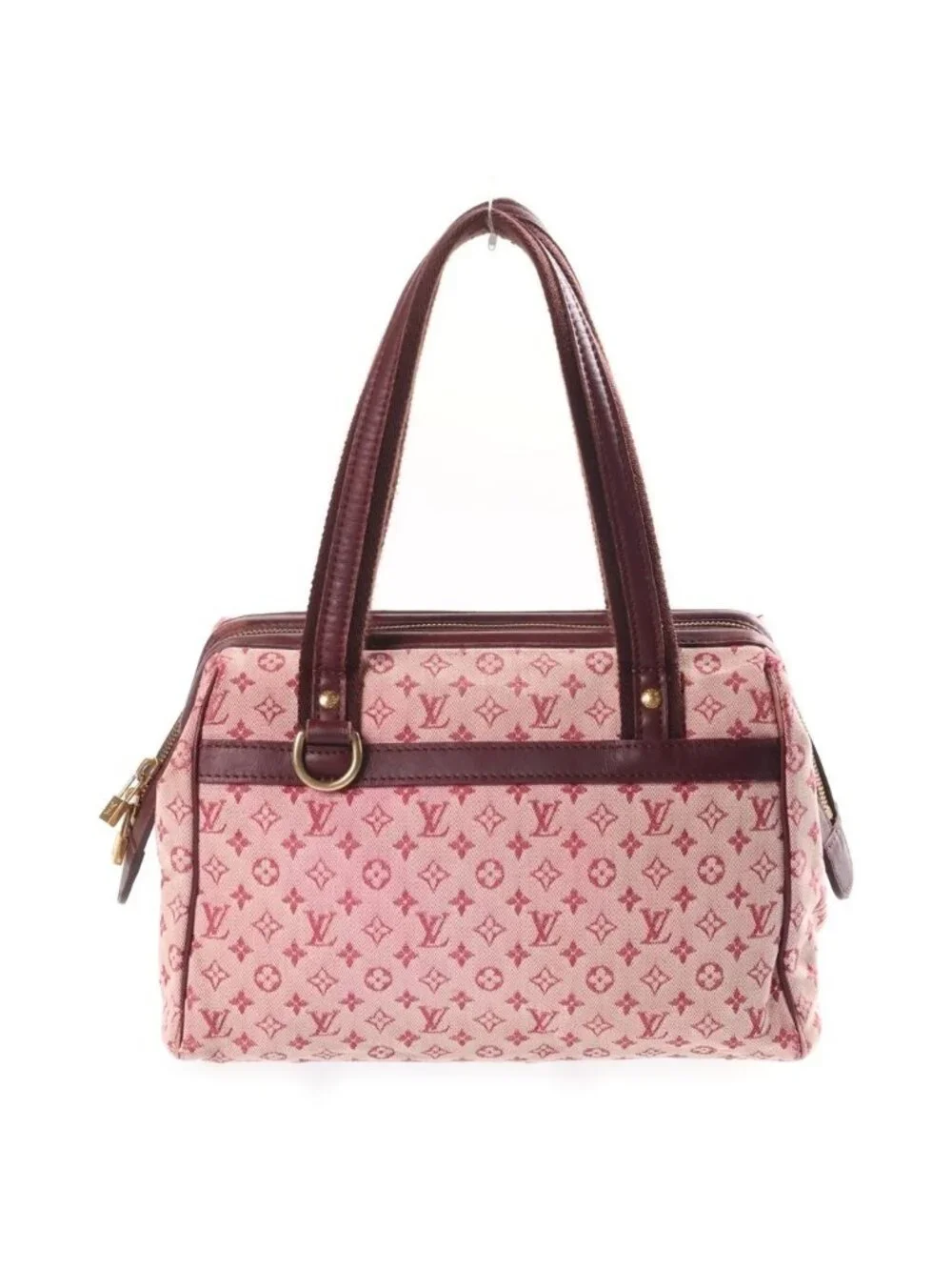 Louis Vuitton Monogram Mini Josephine PM Handbag Wine Red Leather Canvas Gold
